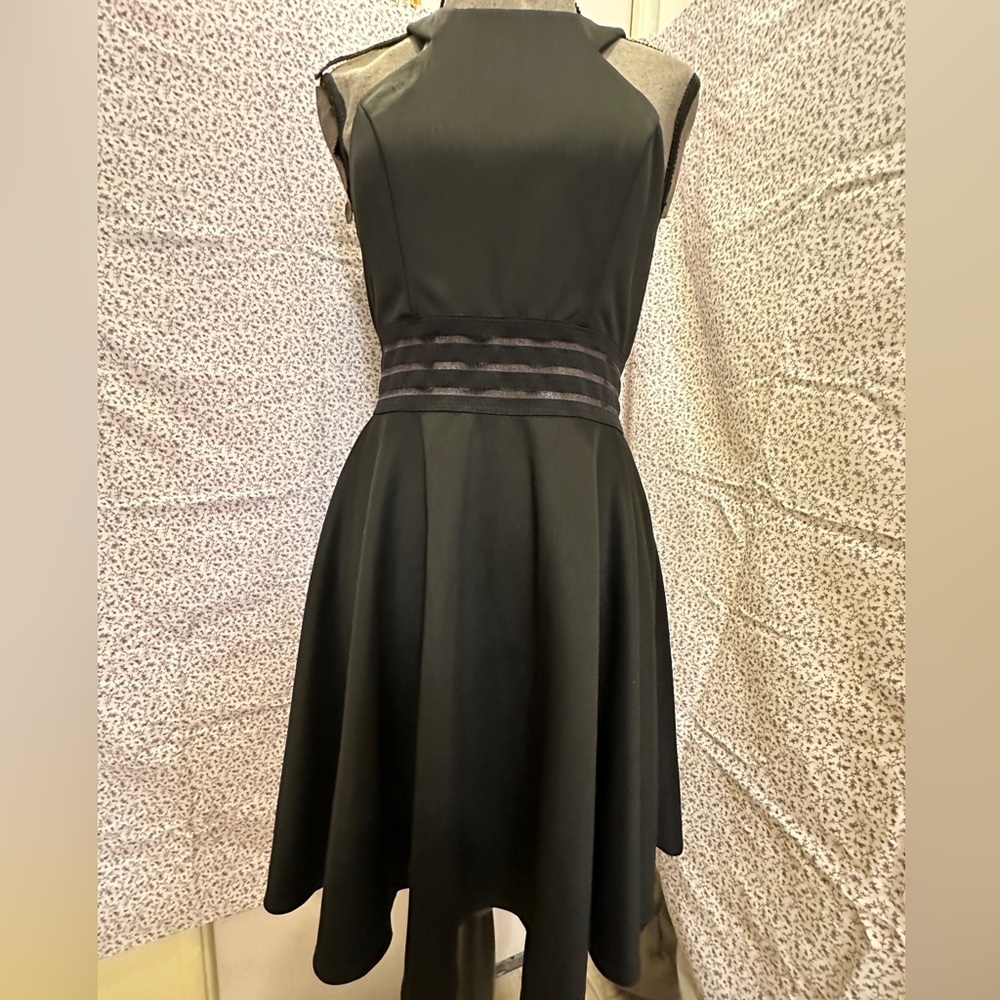City Studio Black Skater Dress Semi Sheer Waistband